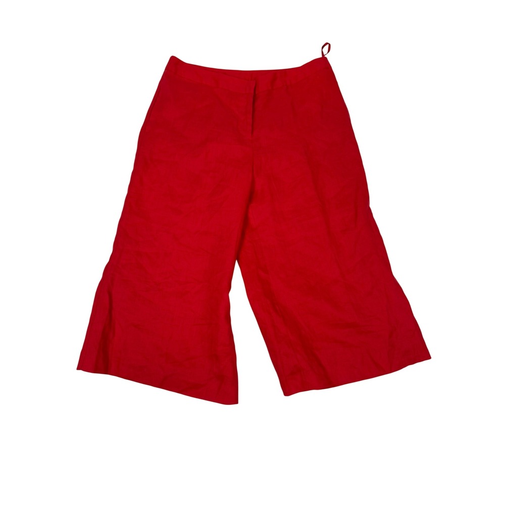 Lucy & Laurel Vintage 90s Red 100% Linen Wide Leg Culottes Cottagecore Y2K 8
